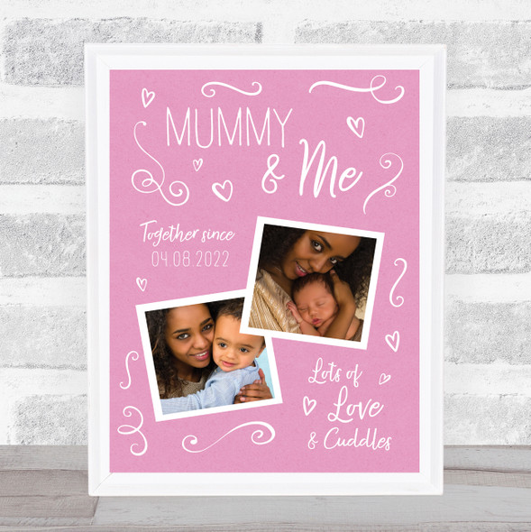 Mummy And Me Baby Photo Doodles Mother's Day Pink Birthday Gift Nursery Print