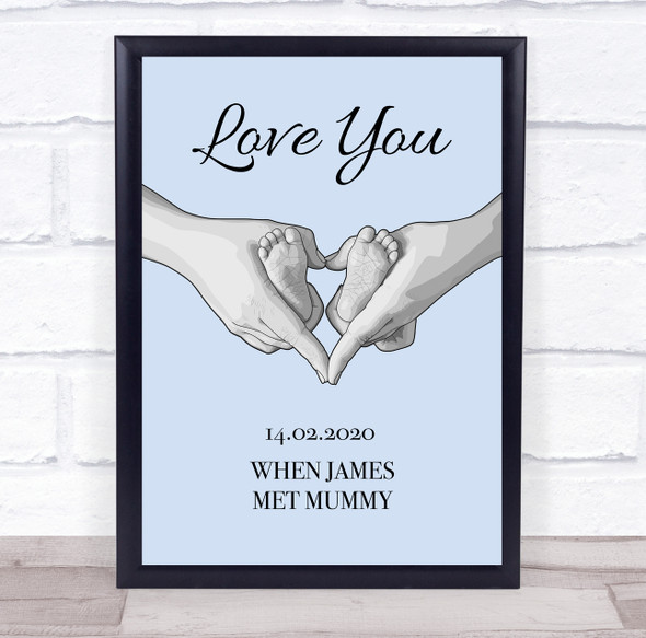 Mummy & Baby Feet When We Met Personalized Gift Art Print