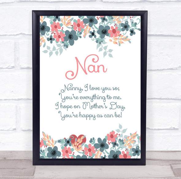 Nan Poem Pretty Pastel Flowers Personalized Gift Art Print