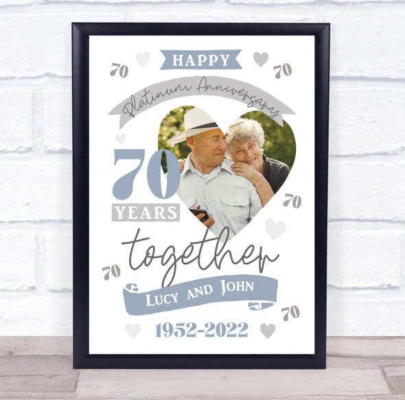 70 Years Together 70th Wedding Anniversary Platinum Photo Gift Print