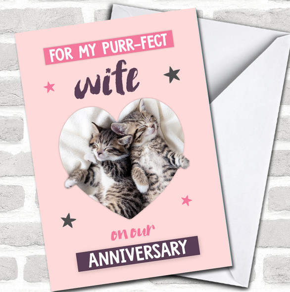 For My Perfect Wife Our Anniversary Cute Cats Kittens Hug Cute Personalized Card