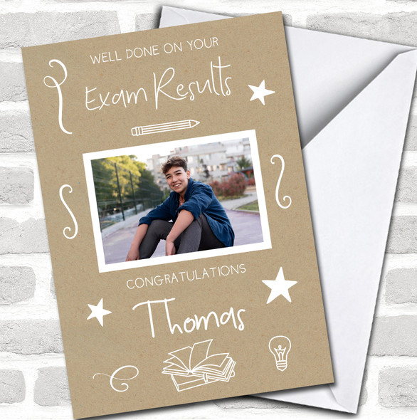 Well Done On Your Exam Results Doodle Photo Congratulations Personalized Card