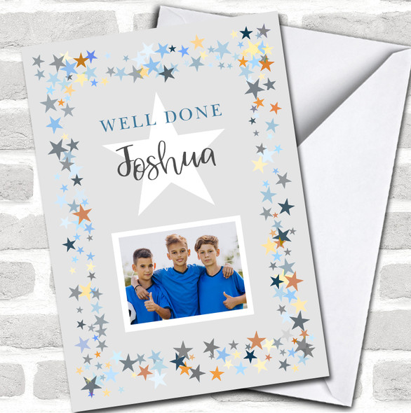 Well Done Stars Blue Photo Congratulations Any Occasion Personalized Card