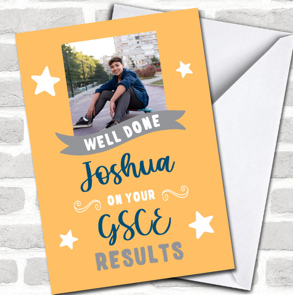 Well Done GSCE Results Exams Photo Banner Pencil Stars Personalized Card