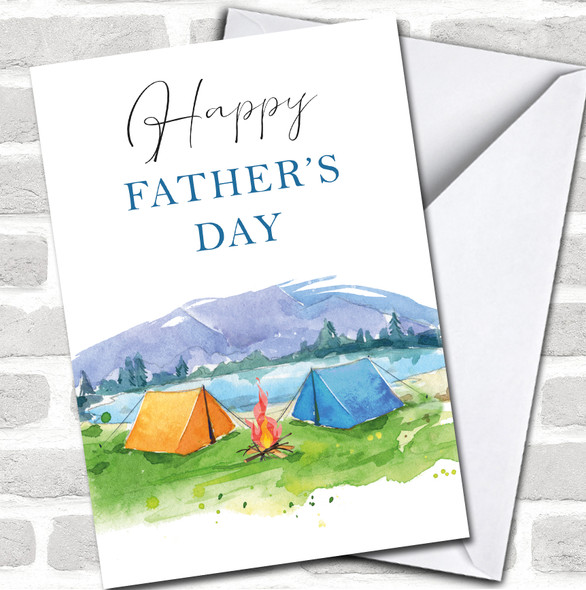 Happy Father's Day Dad Camping Tents Nature Personalized Card