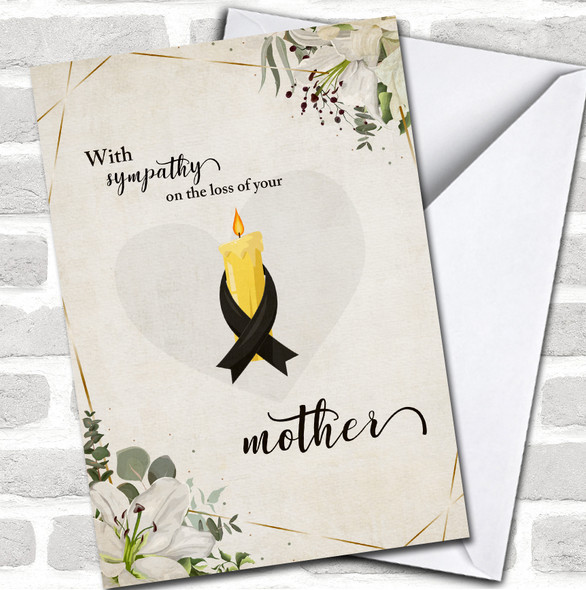 Candle With White Lilies Sympathy Loss Of Your Mother Personalized Card