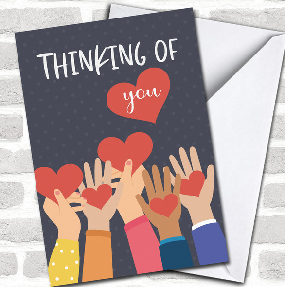 Hands Holding A Heart Thinking Of You Sympathy Personalized Card