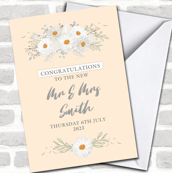 Daisy Flower Wedding Day Mr & Mrs Married Flowers Floral Personalized Card