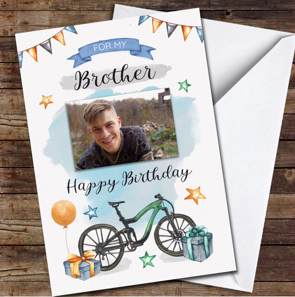 Brother Bike Sports Painted Photo Gifts Balloons Personalized Birthday Card