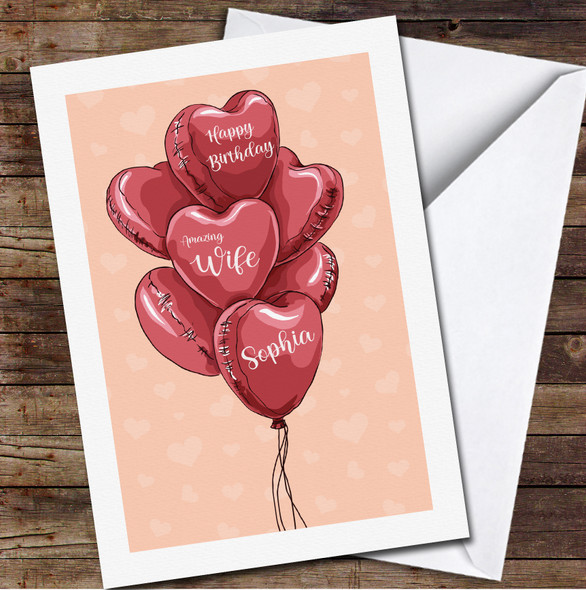 Personalised Happy Valentines Day Card Husband Wife Boyfriend Girlfriend  Balloon