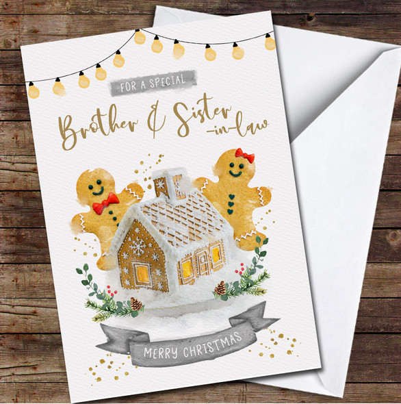 Brother & Sister-in-law Gingerbread Couple Any Text Personalized Christmas Card