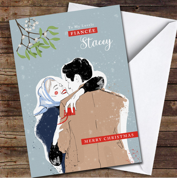 Fiancée Couple In Love Any Text Personalized Christmas Card