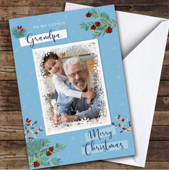 Lovely Grandpa Merry Christmas Photo Frame Personalized Christmas Card