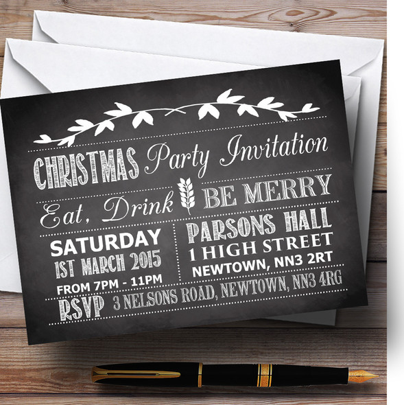 Old Vintage Chalk Style Personalized Christmas Party Invitations