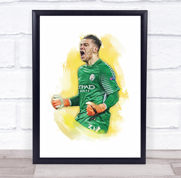 Footballer Ederson Football Player Watercolor Wall Art Print