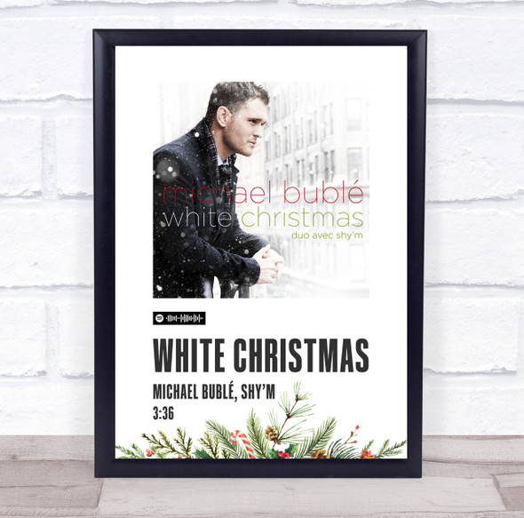 michael buble white christmas Christmas Single Polaroid Vintage Music Wall Art Print