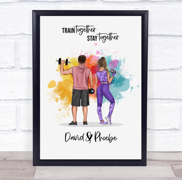 Rainbow Gym Romantic Gift For Him or Her Personalized Couple Print