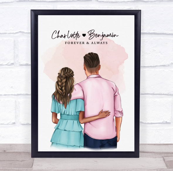 Watercolor Pink Splash Romantic Gift For Him or Her Personalized Couple Print