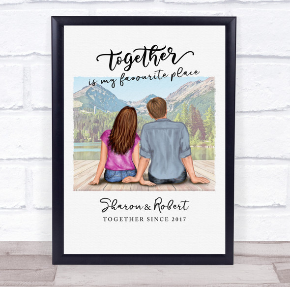 Lake Mountains Romantic Gift For Him or Her Personalized Couple Print