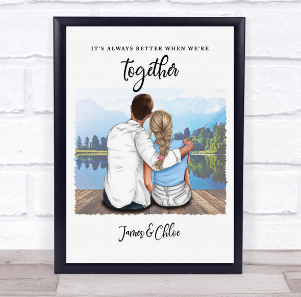 Lake Mountain Romantic Gift For Him or Her Personalized Couple Print