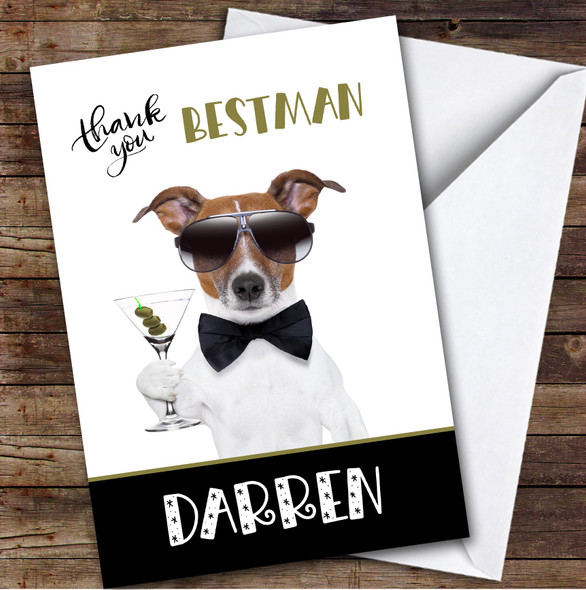 Thank You Best Man Martini Dog Personalized Greetings Card