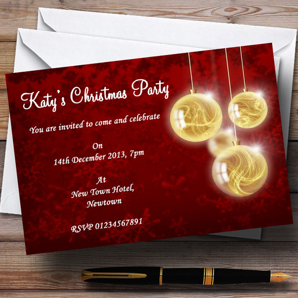 Deep Red Personalized Christmas Party Invitations