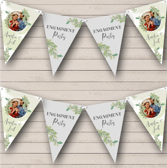 Engagement Photo Green Leaves Nature Engaged Personalized Banner Bunting