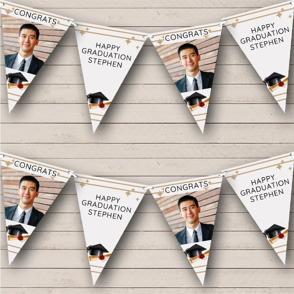 Happy Graduation Cap Diploma Degree Photo University Personalized Banner Bunting