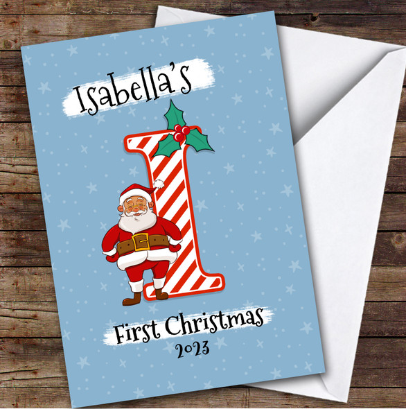 Alphabet 1st First Xmas Santa Letter I Custom Personalized Christmas Card