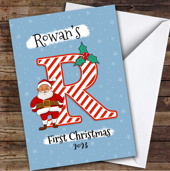 Alphabet 1st First Xmas Santa Letter R Custom Personalized Christmas Card