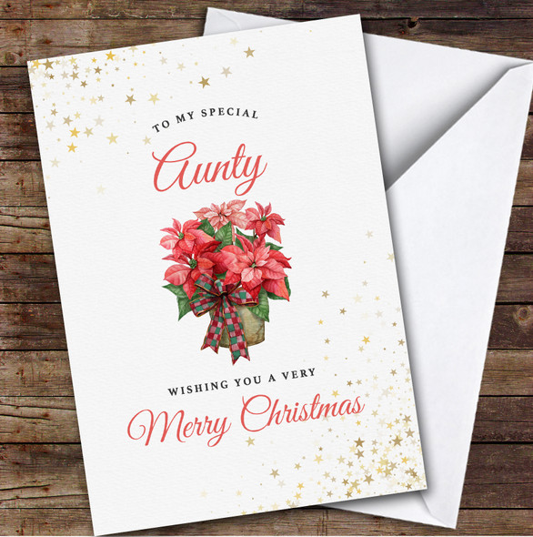 Aunty Red Poinsettia Flower Custom Greeting Personalized Christmas Card