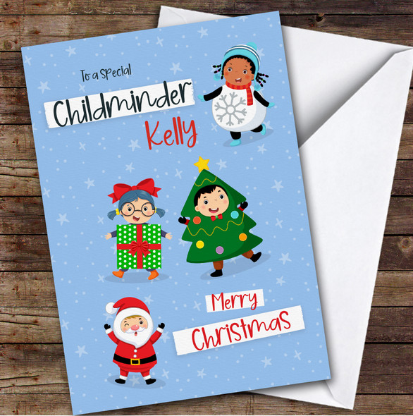 Childminder Kids Outfits Custom Greeting Personalized Christmas Card