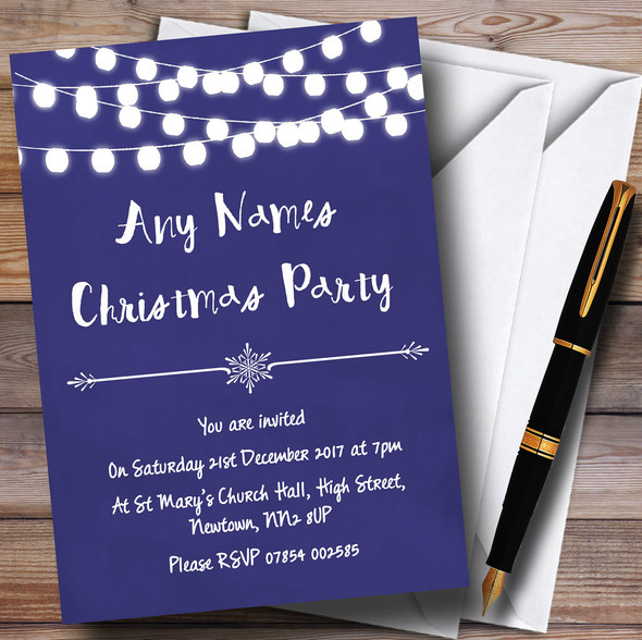 Blue Lights Personalized Christmas Party Invitations