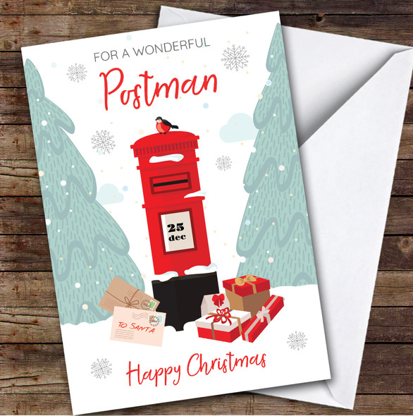 Postman Post-box Custom Greeting Personalized Christmas Card