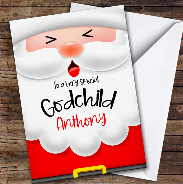 Godchild Santa Custom Greeting Personalized Christmas Card