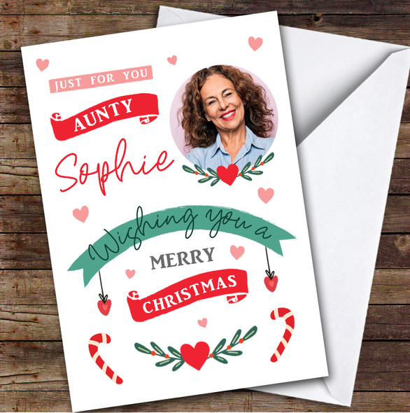 Aunty Banner Photo Custom Greeting Personalized Christmas Card