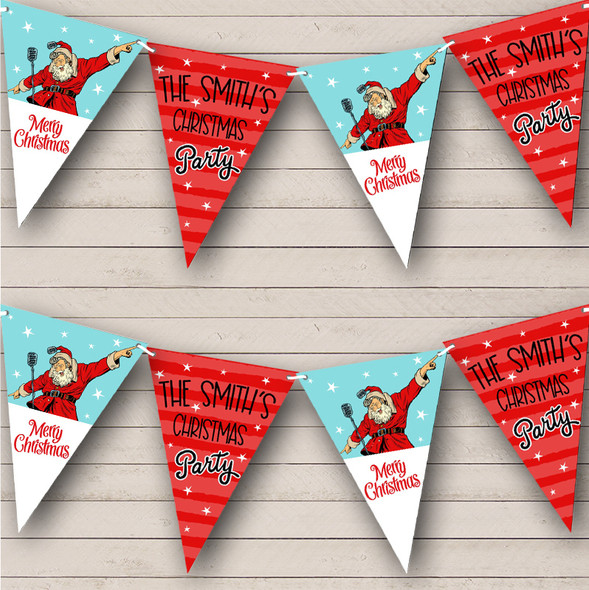 Singing Santa Microphone Personalized Christmas Banner Decoration Bunting