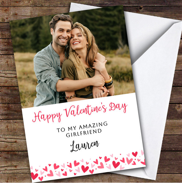 Personalized Red Hearts Photo Valentine's Day Card