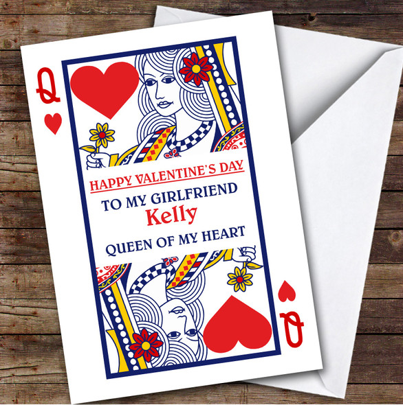 Personalized Valentines Card For Girlfriend Queen Of Heart Card