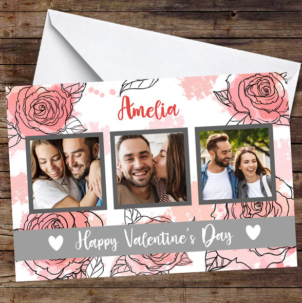 Personalized Roses Photo Valentine's Day Card