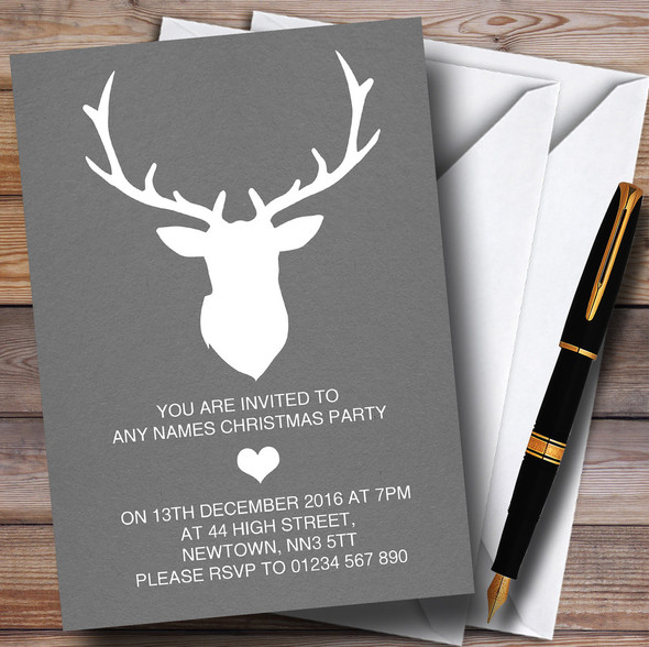 Grey Stag Personalized Christmas Party Invitations