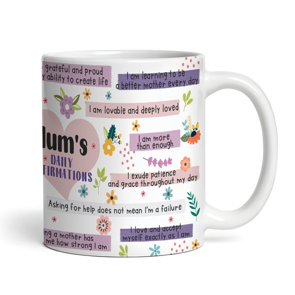Purple Floral Gift For Mum Positive Daily Affirmations Tea Personalized Mug