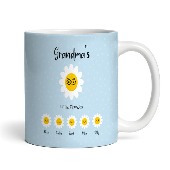 Birthday Gift Blue Background Grandma's Little Flowers Personalized Mug