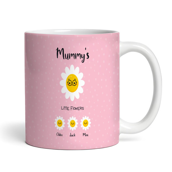 Birthday Gift Pink Background Mummy's Little Flowers Personalized Mug