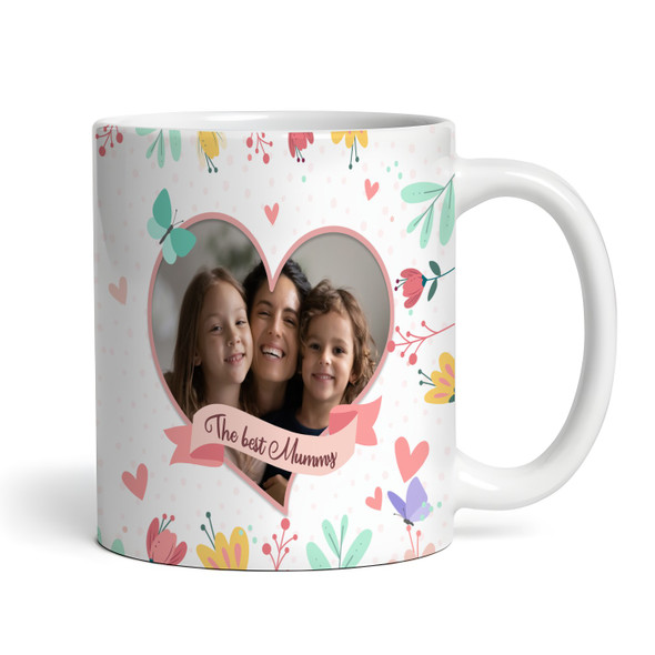 Floral Butterflies Photo Heart Birthday Gift Personalized Mug