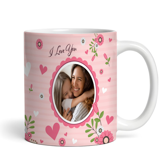 Pink Floral Circle Photo Mother's Day Gift For Stepmum Personalized Mug