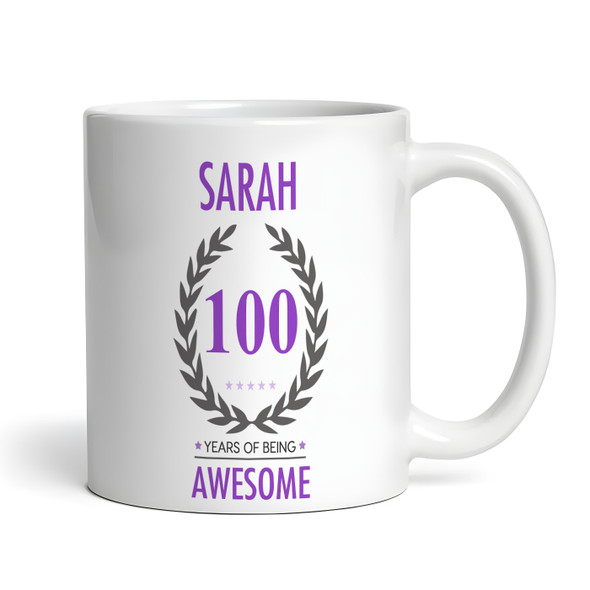 100th Birthday Gift For Women Purple Ladies Birthday Present Personalized Mug