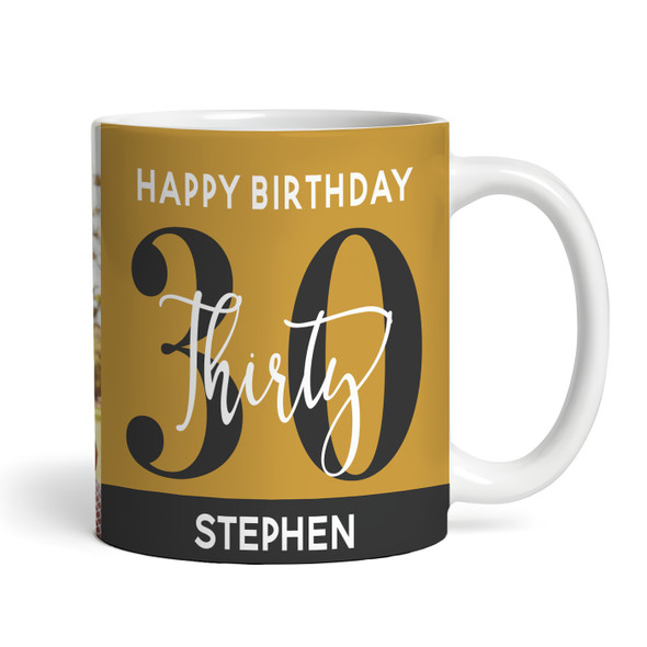 30th Birthday Gift Gold Black Photo Tea Coffee Cup Personalized Mug