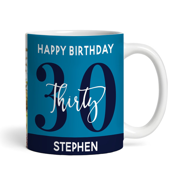 30th Birthday Photo Gift Blue Tea Coffee Cup Personalized Mug