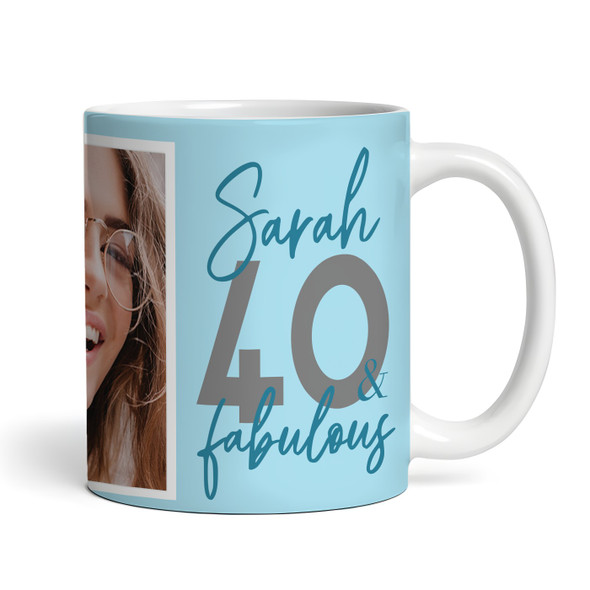 40 & Fabulous 40th Birthday Gift Blue Photo Tea Coffee Cup Personalized Mug